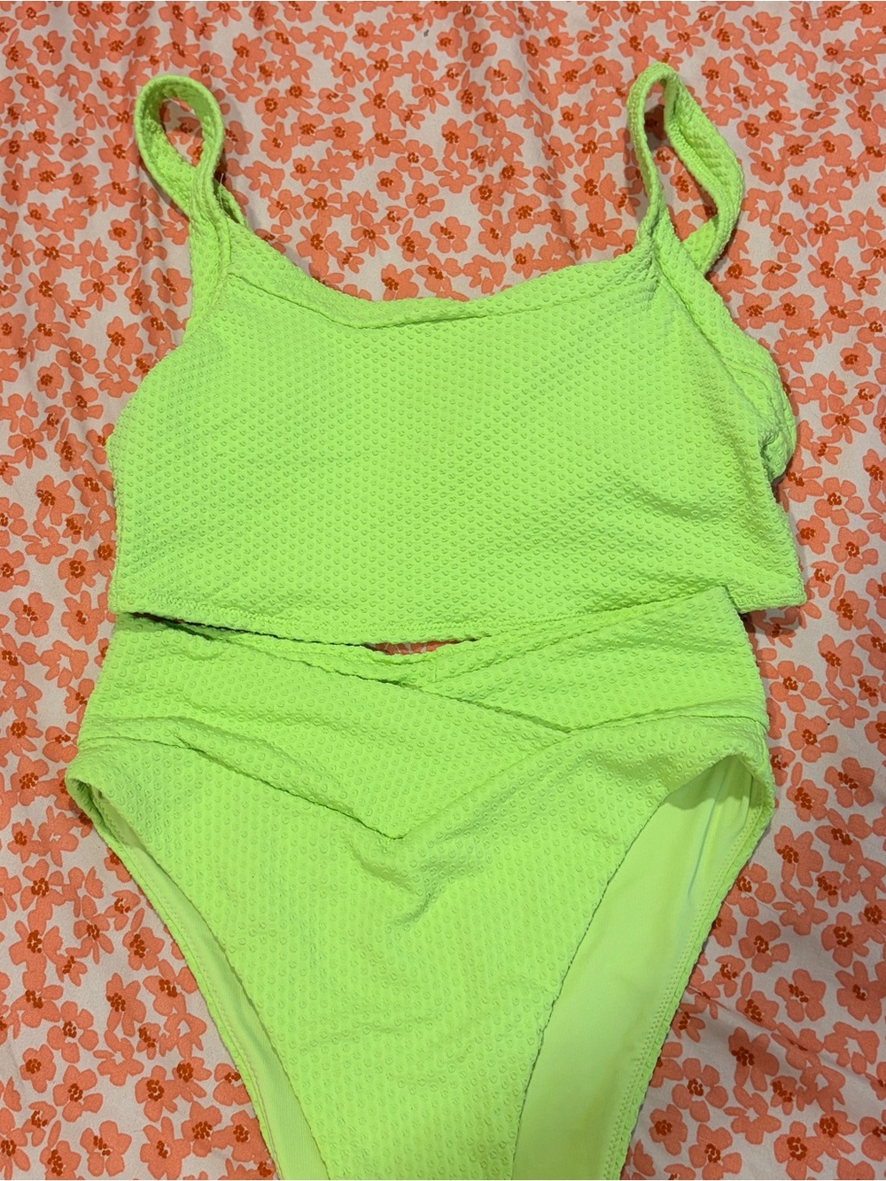 aerie Neon Lime Textured Two-Piece Bikini